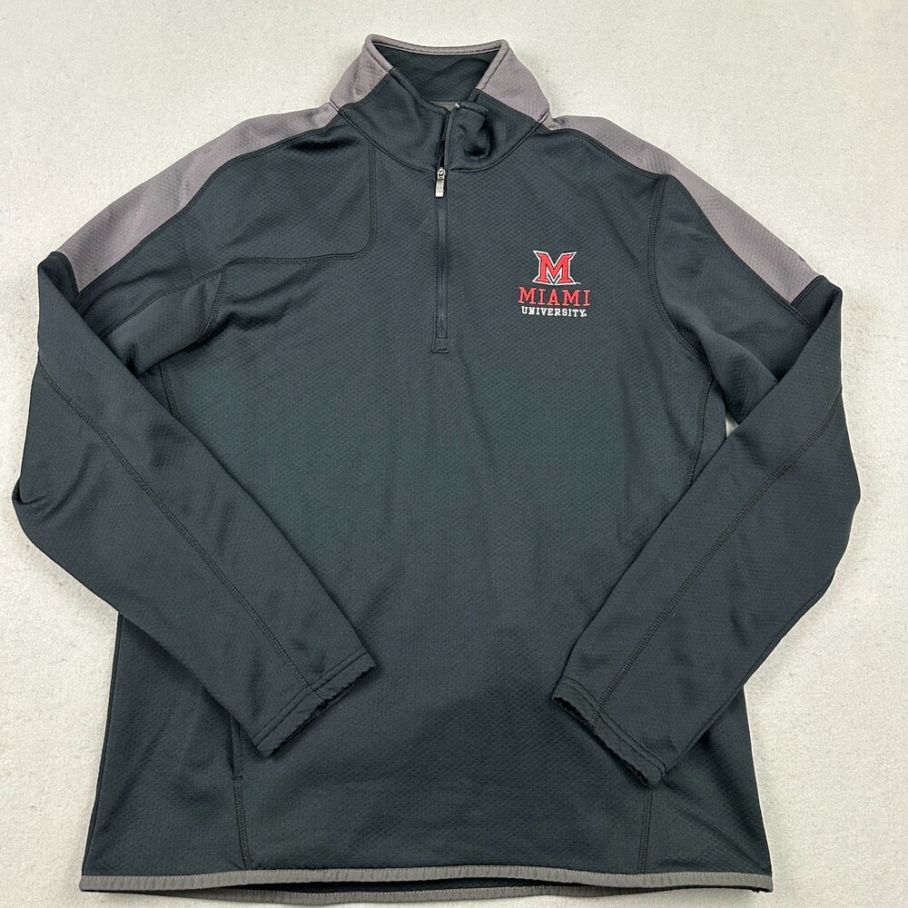 Miami Redhawks Sweater Men Large Black Football 1/4 Zip Pullover Under Armour